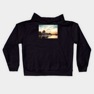 Forbidden City, China landscape oil painting Kids Hoodie